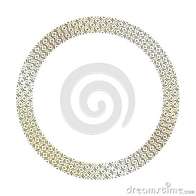 Golden round abstract geometric arabic pattern frames for decorative headers. Gold metal ornates mosaic frames with leaves Vector Illustration