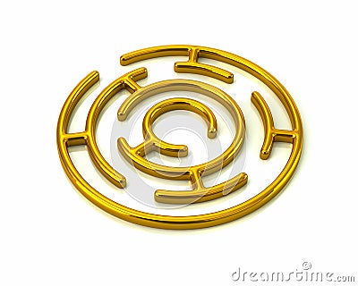 Golden round maze Cartoon Illustration