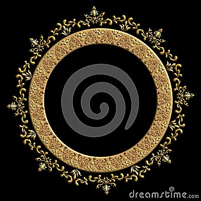Golden rounded frames, circle golden frame mockup, round pattern antique circle border frames Vector Illustration