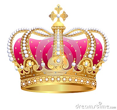 golden royal crown insulated on white background Vector Illustration