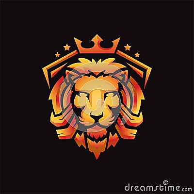 Golden royal lion kings head mascot vector Vector Illustration