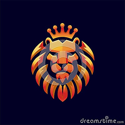 Golden royal lion kings head mascot vector Vector Illustration