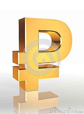 Golden ruble symbol Stock Photo