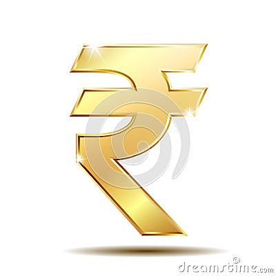 Golden Rupee Currency Icon Isolated on white Vector Illustration