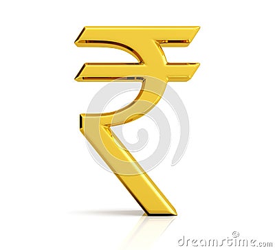 Indian rupee symbol isolated on white background Stock Photo