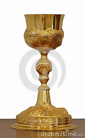 Golden sacred chalice Stock Photo