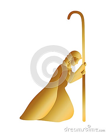 Golden saint joseph manger character Vector Illustration