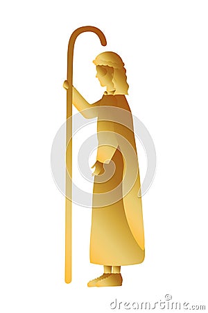 Golden saint joseph manger character Vector Illustration