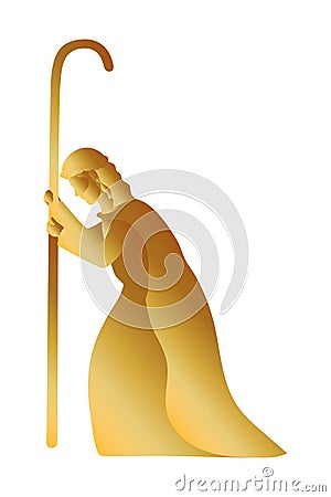 Golden saint joseph manger character Vector Illustration