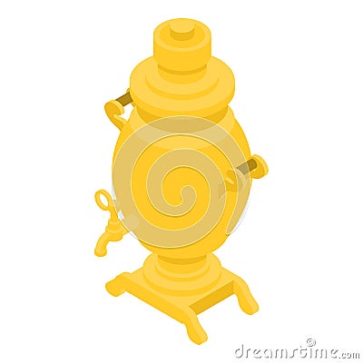 Golden samovar icon, isometric style Vector Illustration