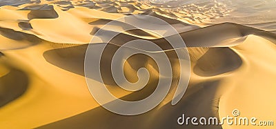 Golden sand dunes panorama Stock Photo