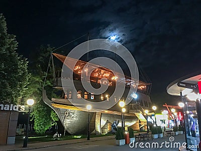 Golden Sands, Bulgaria. A view of the pirate ship Black Pearl Restaurant Editorial Stock Photo