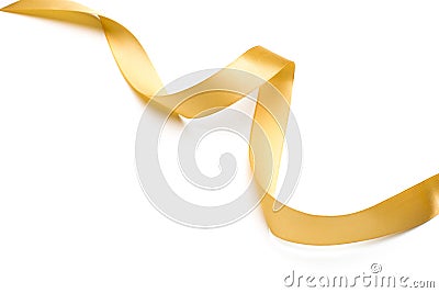 Golden satin ribbon isolated on white background Stock Photo