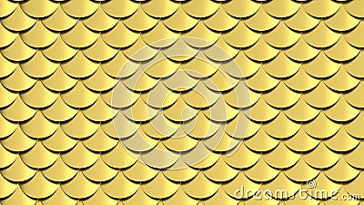 Golden scales texture. Fish skin abstract texture background. 3D-rendering. Stock Photo