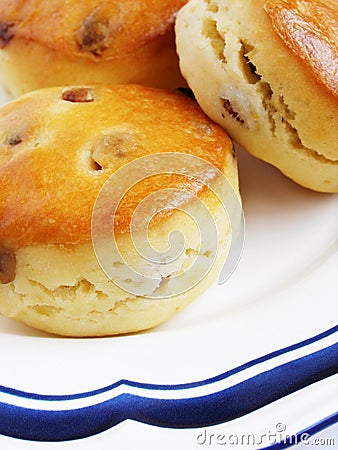 Golden scones with sultana Stock Photo