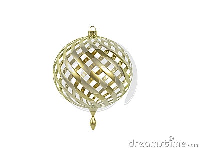 Golden screw-shaped christmas ball on white Stock Photo