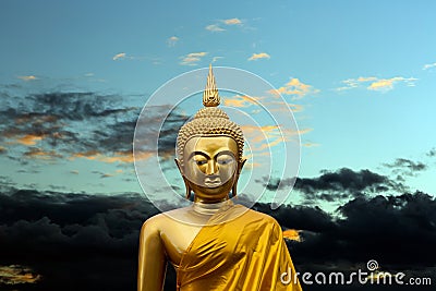 Golden sculpture of Gautama Buddha Stock Photo