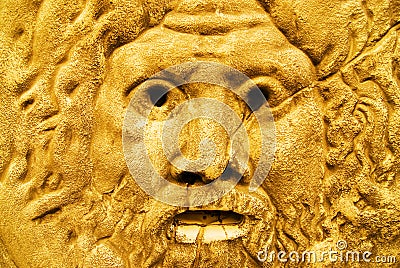 Golden sculpture of Zeus Stock Photo