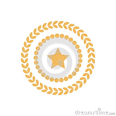 Golden Seal Round Laurel Branch Circle Dots Stamp Vector Illustration