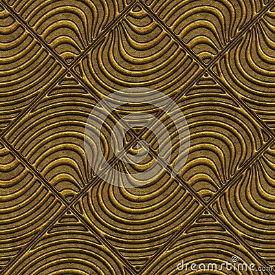 Golden seamless texture with a relief pattern Cartoon Illustration