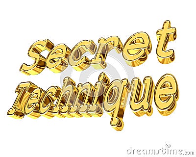 Golden Secret Technique text on a white background Cartoon Illustration