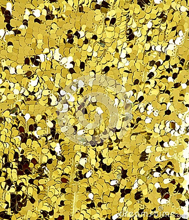 Golden sequins - sequined sequined textile Stock Photo