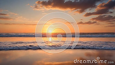 golden serenity: chasing sunsets on tranquil shores Stock Photo