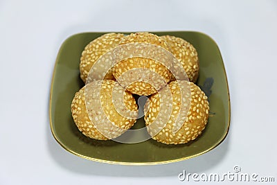 Golden sesame balls Stock Photo