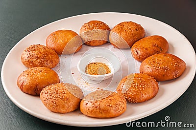 Golden Sesame Glutinous Rice Balls Stock Photo