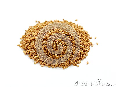 Golden sesame seeds Stock Photo