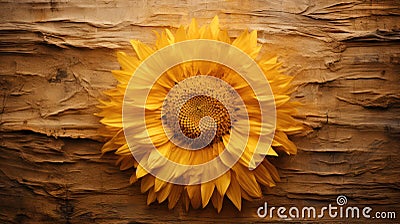 golden shade sunflower flower on wooden background.copy space Stock Photo