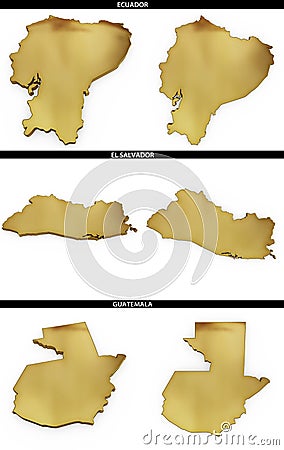 Golden shapes from Ecuador, El Salvador, Guatemala Stock Photo