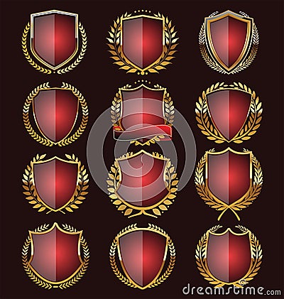 Golden shield design Cartoon Illustration