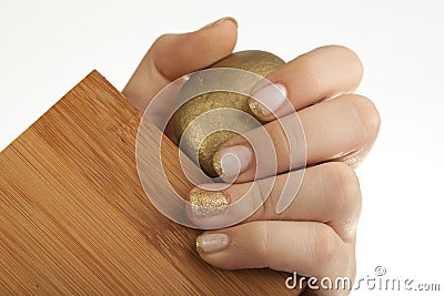 Golden shinny nails Stock Photo