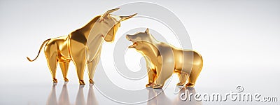 Golden shiny bull and bear - concept stock market Stock Photo