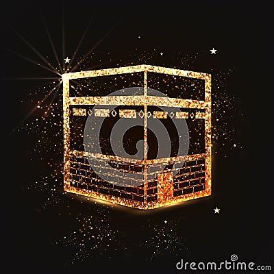 Golden shiny Kaaba, Mekkah. Stock Photo