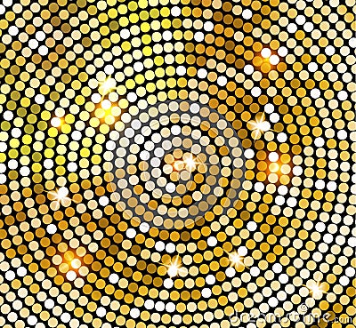 Golden shiny mosaic in disco ball style. Vector gold disco lights background. Abstract background Stock Photo