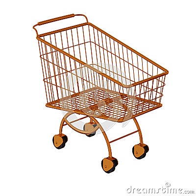 Golden shopping cart. Stock Photo