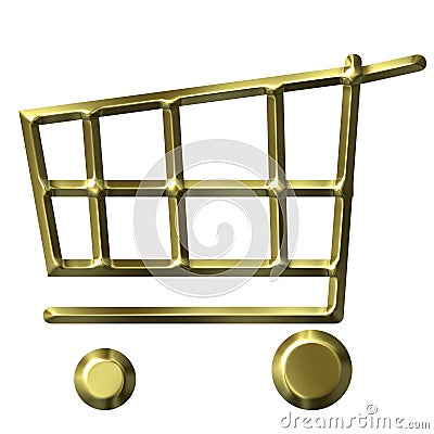 Golden Shopping Cart Stock Photo