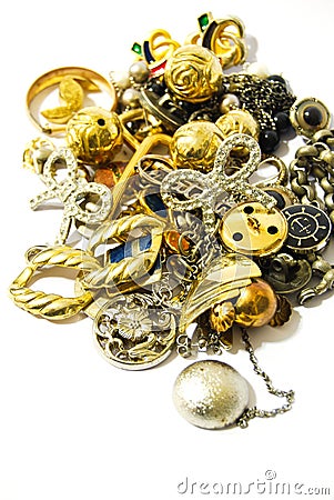 Golden silver accessories and jewelry Stock Photo