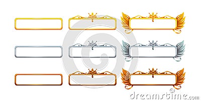 Golden, silver and bronze frames set. Vector Illustration