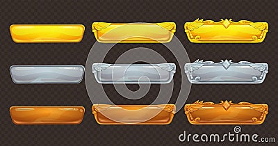 Golden, silver and bronze frames set on black. Vector Illustration