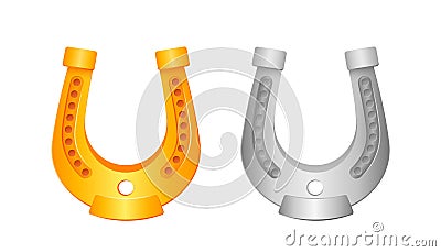Golden and silver horseshoe Vector Illustration