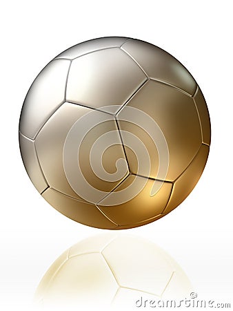 Golden silver soccer ball Stock Photo