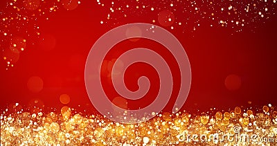 Golden and silver xmas lights on red background for merry christmas or season greetings message,bright decoration Stock Photo