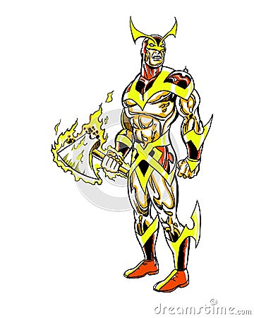 Golden Slayer comic book character Stock Photo