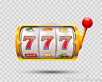 Golden slot machine wins the jackpot. Vector Illustration