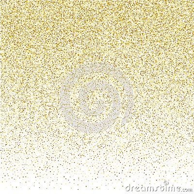 Golden small confetti on white background. Vector Illustration