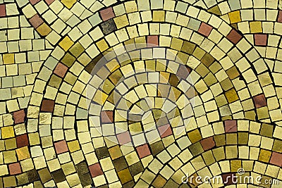 Golden smalt on the mosaic panel Stock Photo