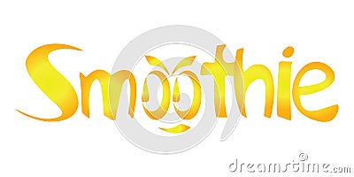 Golden smoothie word with a smiling face Vector Illustration